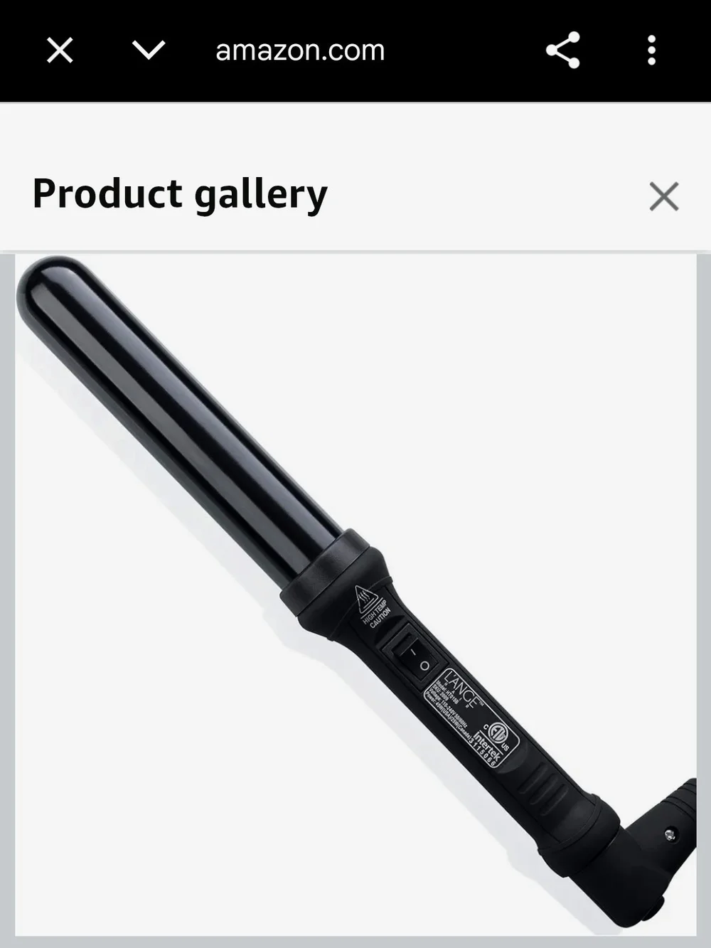 Lange Black Curling Iron with ON/OFF Switch NWT